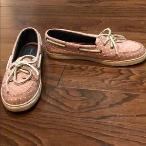 Sperry Top-Sider, pink with white polka dots